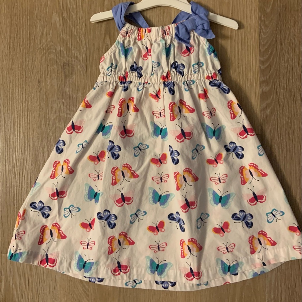 Gymboree Girls Size 18-24 Months Butterfly Print Cotton Sundress With Blue Trim